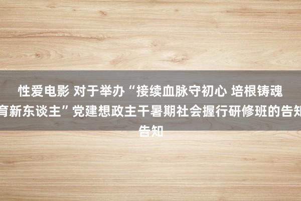 性爱电影 对于举办“接续血脉守初心 培根铸魂育新东谈主”党建想政主干暑期社会握行研修班的告知