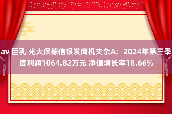 av 巨乳 光大保德信银发商机夹杂A：2024年第三季度利润1064.82万元 净值增长率18.66%